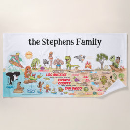 Aangepaste SoCal Sunset Beach Blanket Strandlaken