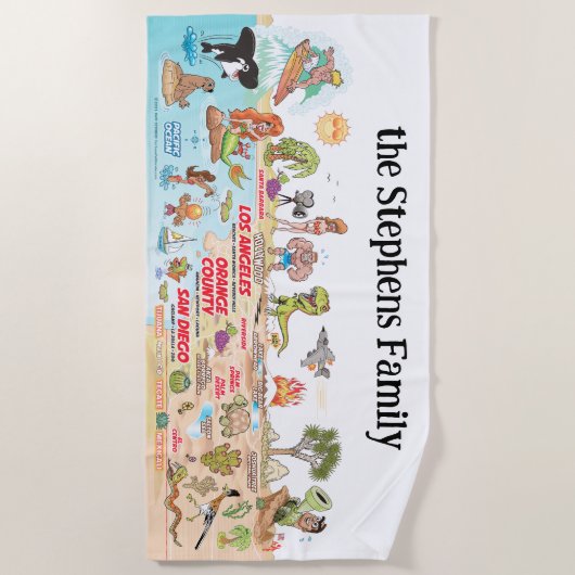 Aangepaste SoCal Sunset Beach Blanket Strandlaken (Voorkant)