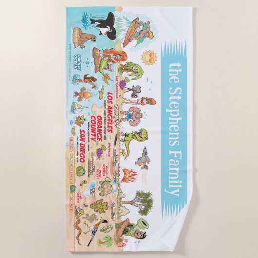 Aangepaste SoCal Sunset Beach Blanket Strandlaken (Voorkant)