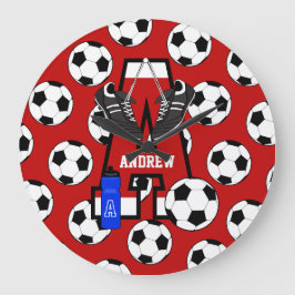 Aangepaste Soccer Monogram Letter A Grote Klok