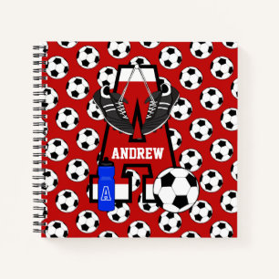 Aangepaste Soccer Monogram Letter A Notitieboek