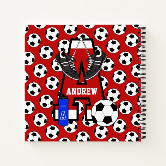 Aangepaste Soccer Monogram Letter A Notitieboek (Achterkant)