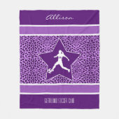 Aangepaste Soccer Paarse Cheetah Print Fleece Deken (Voorkant)