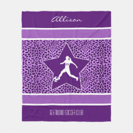Aangepaste Soccer Paarse Cheetah Print Fleece Deken