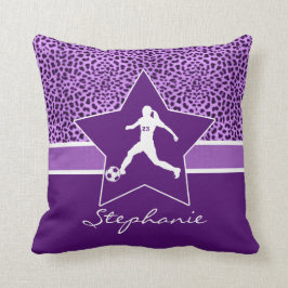 Aangepaste Soccer Paarse Cheetah Print Kussen