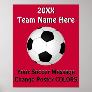 Aangepaste SOCCER-Posters met JOUW TEKST, KLEUREN Poster