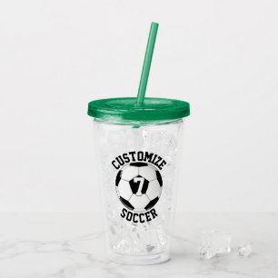 Aangepaste Soccer Team Name & Player Number Sports Acryl Drinkbeker