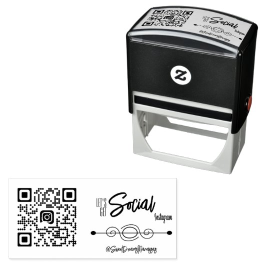 Aangepaste Social Media QR Code Self-Inking Stamp Zelfinktende Stempel (In situ)