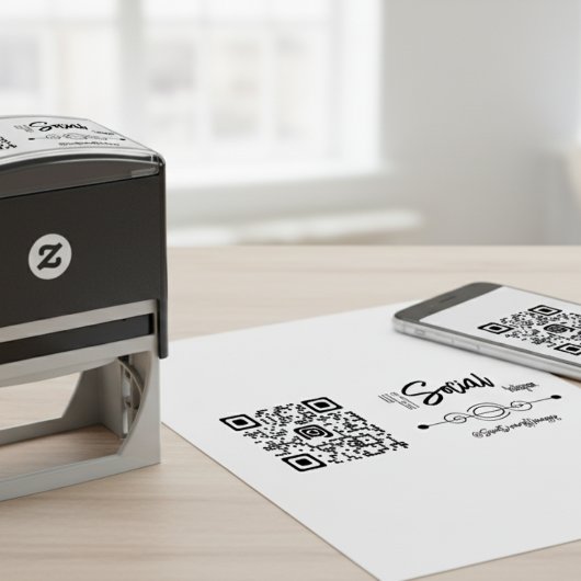 Aangepaste Social Media QR Code Self-Inking Stamp Zelfinktende Stempel