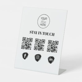 Aangepaste Social Media QR Code Tabelteken Reclamebord Met Voetstuk