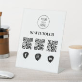 Aangepaste Social Media QR Code Tabelteken Reclamebord Met Voetstuk (Insitu)
