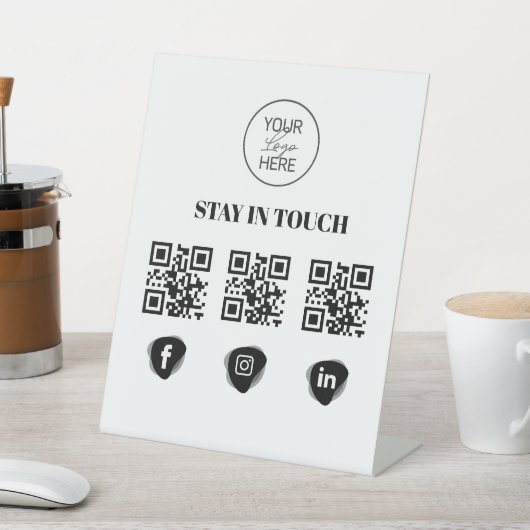 Aangepaste Social Media QR Code Tabelteken Reclamebord Met Voetstuk (Insitu)