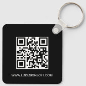 Aangepaste Social Media QR code website logo zwart Sleutelhanger (Achterkant)