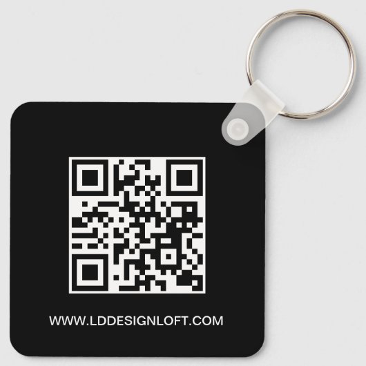 Aangepaste Social Media QR code website logo zwart Sleutelhanger (Achterkant)