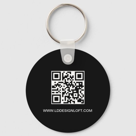 Aangepaste Social Media QR code website logo zwart Sleutelhanger (Achterkant)