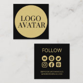 AANGEPASTE SOCIALE MEDIA-ICONS AVATAR-LOGO VIERKANTE VISITEKAARTJE (Voorkant / Achterkant)