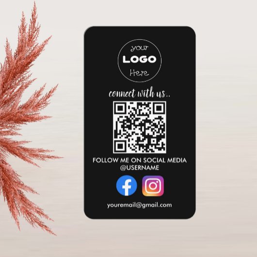 Aangepaste sociale media QR Code Black Professiona Visitekaartje