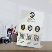 Aangepaste Sociale Media QR Code Sign - Rood Reclamebord Met Voetstuk