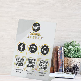 Aangepaste Sociale Media QR Code Sign - Rood Reclamebord Met Voetstuk