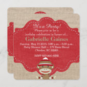 Aangepaste Sock Monkey verjaardagsfeestje uitnodig Kaart (Voorkant / Achterkant)