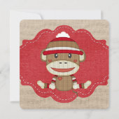 Aangepaste Sock Monkey verjaardagsfeestje uitnodig Kaart (Achterkant)