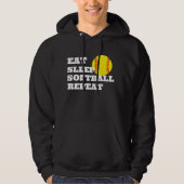 Aangepaste softbal hoodie - Funny Eat Sleep Herhaa (Voorkant)