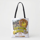 Aangepaste Softbal Moeder Fotocollage Tote Bag (Voorkant)