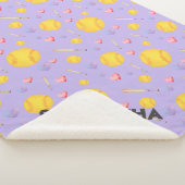 Aangepaste softbal naam nummer paarse hart sherpa deken (3/4)