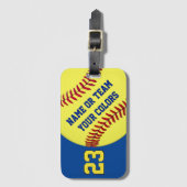 Aangepaste Softball Bag-Labels, Jouw tekst, KLEURE Bagagelabel (Voorkant (verticaal))