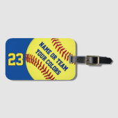 Aangepaste Softball Bag-Labels, Jouw tekst, KLEURE Bagagelabel (Voorkant (horizontaal))