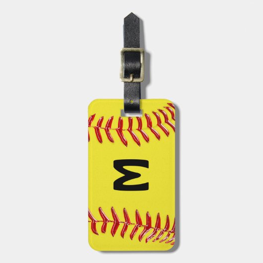 Aangepaste Softball-Bagagelabels, 7 tekstvakken Bagagelabel (Voorkant verticaal)