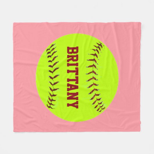 Aangepaste Softball Fleece Blanket Deken (Voorkant (Horizontaal))