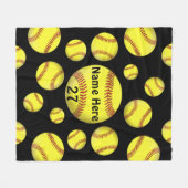 Aangepaste Softball Fleece Blanket in uw KLEUR (Voorkant (Horizontaal))