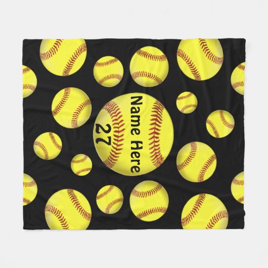 Aangepaste Softball Fleece Blanket in uw KLEUR (Voorkant (Horizontaal))