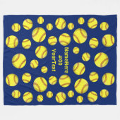 Aangepaste Softball Fleece Blankets, Navy Blue (Voorkant (Horizontaal))