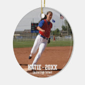 Aangepaste Softball-fotoafspeelnaam, schooljaar Keramisch Ornament (Links)