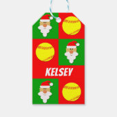 Aangepaste softball kerstmis met kerstbal cadeaulabel (Voorkant)