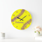 Aangepaste Softball-klokken, Paarse naam, threads Grote Klok (Huis)