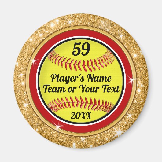 Aangepaste Softball Magnets in Bulk of Koop Één Magneet (Voorkant)