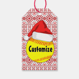 Aangepaste softball Santa Hat Kerstmis Cadeaulabel