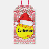 Aangepaste softball Santa Hat Kerstmis Cadeaulabel (Achterkant)