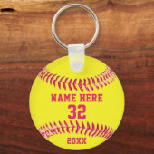 Aangepaste Softball-Sleutelhangers bevestigen 3 Te Sleutelhanger (Voorkant)