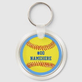 Aangepaste Softball-Sleutelhangers Jouw tekst, KLE Sleutelhanger (Achterkant)
