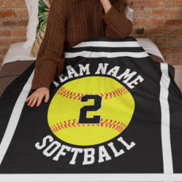 Aangepaste Softball-teamnaam & Player-nummerpoorte Fleece Deken