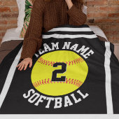 Aangepaste Softball-teamnaam & Player-nummerpoorte Fleece Deken