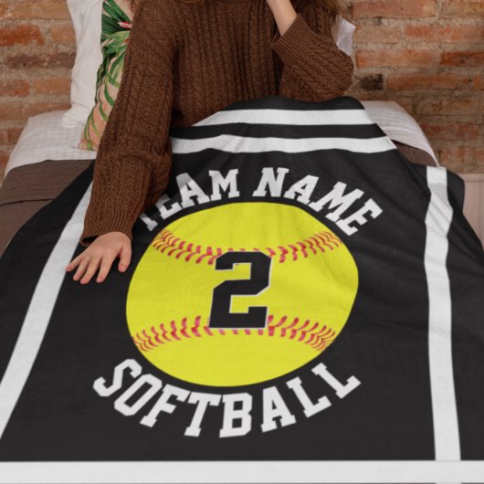 Aangepaste Softball-teamnaam & Player-nummerpoorte Fleece Deken