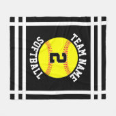 Aangepaste Softball-teamnaam & Player-nummerpoorte Fleece Deken (Voorkant (Horizontaal))