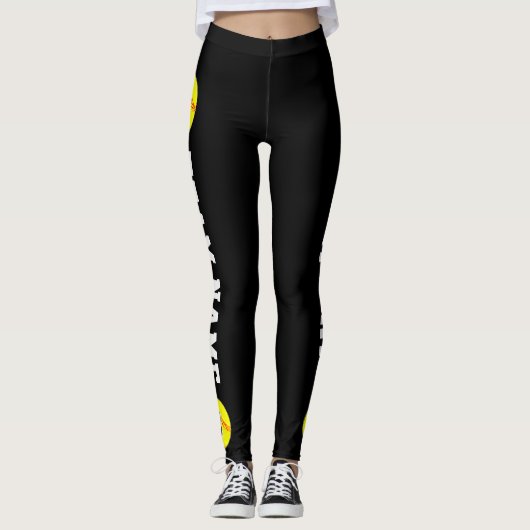 Aangepaste Softball-teamnaam & Player-nummerpoorte Leggings (Voorkant)