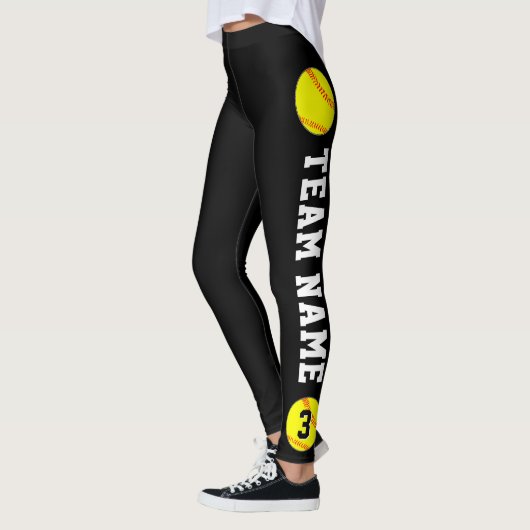 Aangepaste Softball-teamnaam & Player-nummerpoorte Leggings (Links)