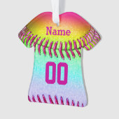 Aangepaste Softball-versieringen: HER NUMBER & NAM Ornament (voorkant)